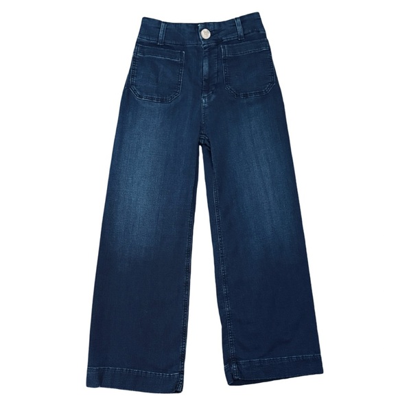 Maeve The Colette Crop High-Rise Wide-Leg Dark Blue Jeans Anthropologie Size 25 - Picture 3 of 13